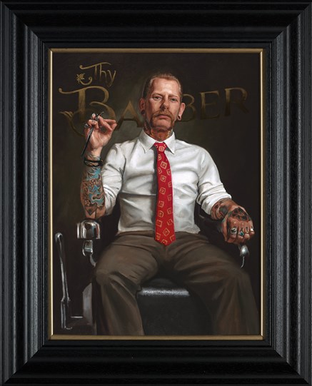 Trust Thy Barber by Vincent Kamp - Framed Limited Edition on Canvas
